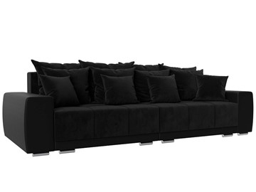 Прямой диван Лига-028, Черный\Белый (Черный\Черный) НПБ в Элисте