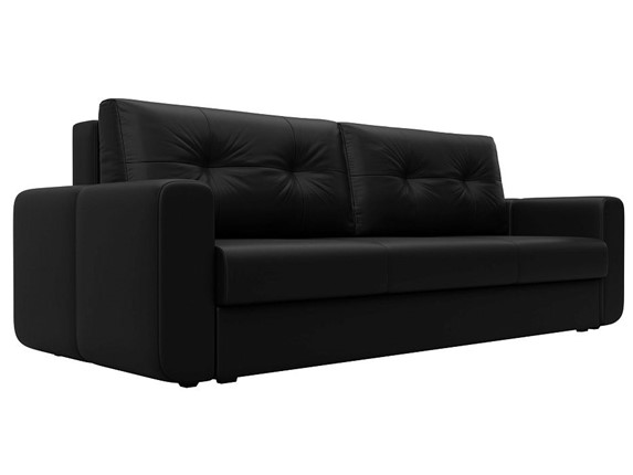 Прямой диван Лига 031, Черный (Экокожа) Боннель в Элисте - изображение