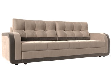 Прямой диван Марсель, Бежевый/коричневый (велюр) в Элисте
