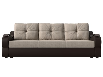 Прямой диван Меркурий еврокнижка, Бежевый/коричневый (рогожка/экокожа) в Элисте - предосмотр 1