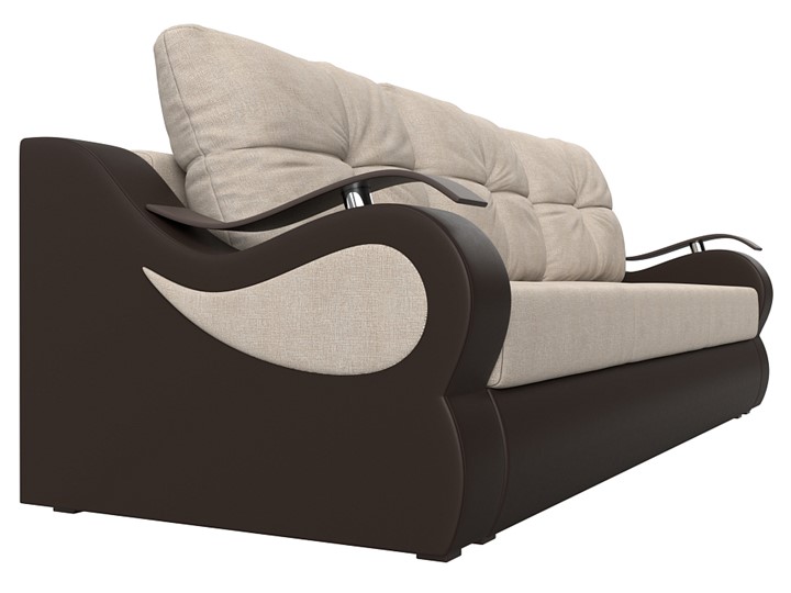 Прямой диван Меркурий еврокнижка, Бежевый/коричневый (рогожка/экокожа) в Элисте - изображение 2