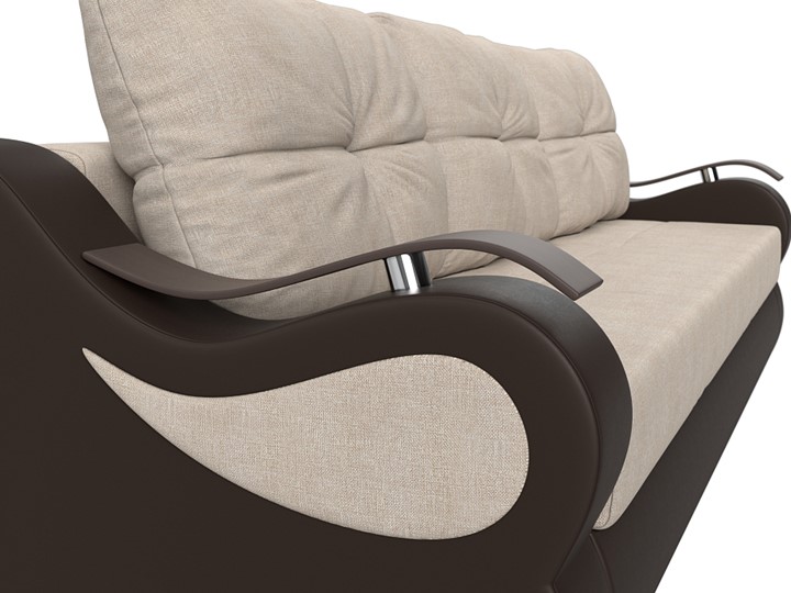 Прямой диван Меркурий еврокнижка, Бежевый/коричневый (рогожка/экокожа) в Элисте - изображение 3
