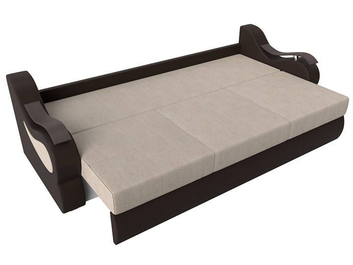 Прямой диван Меркурий еврокнижка, Бежевый/коричневый (рогожка/экокожа) в Элисте - изображение 5