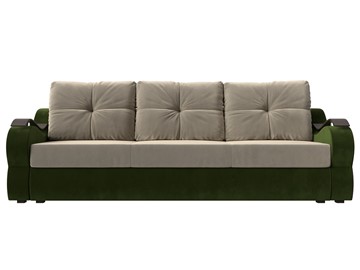 Прямой диван Меркурий еврокнижка, Бежевый/зеленый (микровельвет) в Элисте - предосмотр 1
