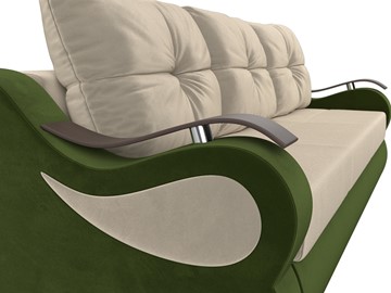Прямой диван Меркурий еврокнижка, Бежевый/зеленый (микровельвет) в Элисте - предосмотр 3