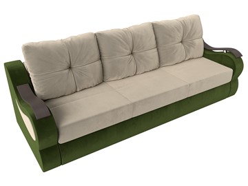 Прямой диван Меркурий еврокнижка, Бежевый/зеленый (микровельвет) в Элисте - предосмотр 4