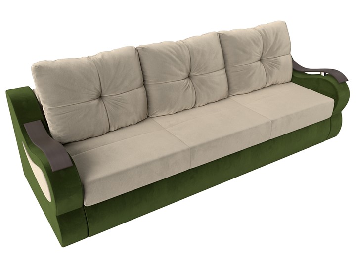 Прямой диван Меркурий еврокнижка, Бежевый/зеленый (микровельвет) в Элисте - изображение 4
