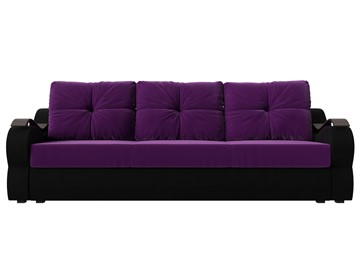 Прямой диван Меркурий еврокнижка, фиолетовый/черный (микровельвет) в Элисте - предосмотр 1