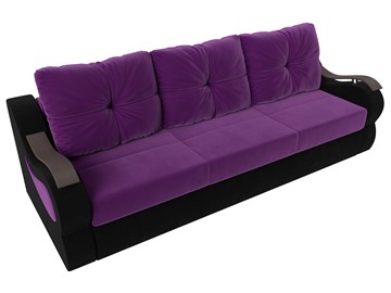 Прямой диван Меркурий еврокнижка, фиолетовый/черный (микровельвет) в Элисте - предосмотр 4