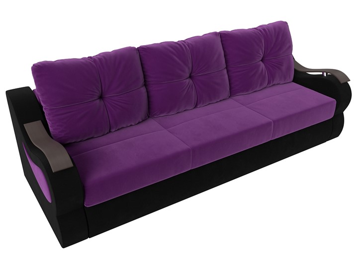 Прямой диван Меркурий еврокнижка, фиолетовый/черный (микровельвет) в Элисте - изображение 4