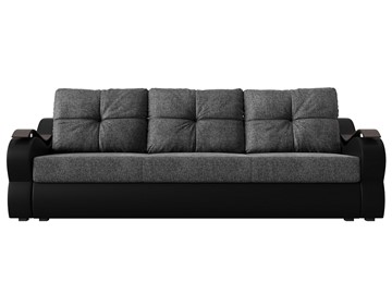 Прямой диван Меркурий еврокнижка, Серый/черный (рогожка/экокожа) в Элисте - предосмотр 1