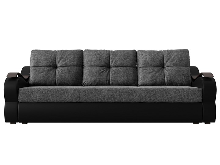 Прямой диван Меркурий еврокнижка, Серый/черный (рогожка/экокожа) в Элисте - изображение 1