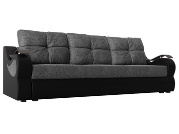 Прямой диван Меркурий еврокнижка, Серый/черный (рогожка/экокожа) в Элисте - предосмотр