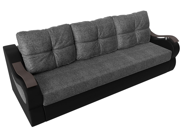 Прямой диван Меркурий еврокнижка, Серый/черный (рогожка/экокожа) в Элисте - изображение 4