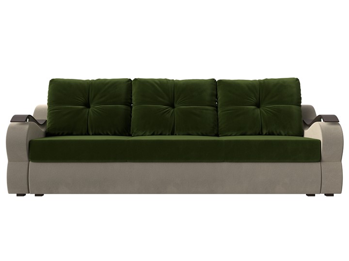 Прямой диван Меркурий еврокнижка, Зеленый/бежевый (микровельвет) в Элисте - изображение 1