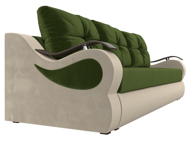 Прямой диван Меркурий еврокнижка, Зеленый/бежевый (микровельвет) в Элисте - изображение 2