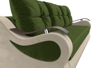 Прямой диван Меркурий еврокнижка, Зеленый/бежевый (микровельвет) в Элисте - предосмотр 3