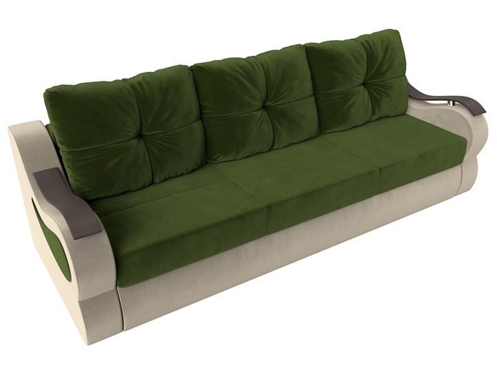 Прямой диван Меркурий еврокнижка, Зеленый/бежевый (микровельвет) в Элисте - изображение 4