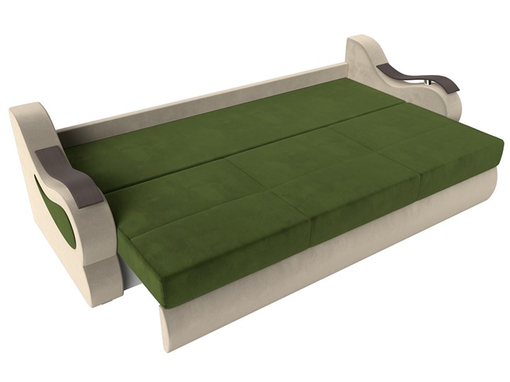 Прямой диван Меркурий еврокнижка, Зеленый/бежевый (микровельвет) в Элисте - изображение 5
