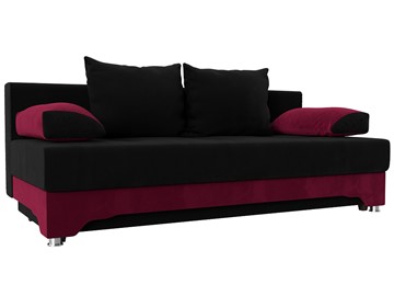 Прямой диван Ник-2, Черный/Бордовый (Микровельвет) в Элисте