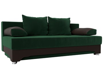 Прямой диван Ник-2, Зеленый/Коричневый (Велюр/Экокожа) в Элисте