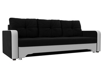 Прямой диван Ник-3, Черный/Белый (Микровельвет/экокожа) в Элисте
