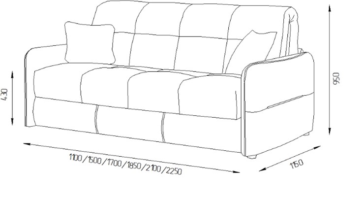 Прямой диван Токио 2 165 (ППУ) в Элисте - изображение 4