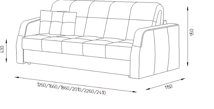 Прямой диван Турин 2 130 (НПБ) в Элисте - изображение 1