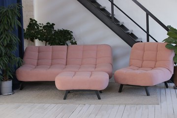 Комплект мебели Абри розовый кресло + диван + пуф опора металл в Элисте