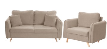 Комплект мебели Бертон бежевый диван+ кресло в Элисте - предосмотр