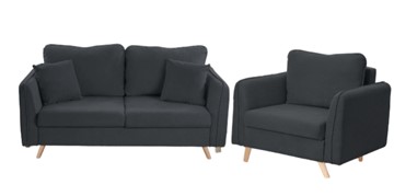 Комплект мебели Бертон графит диван+ кресло в Элисте - предосмотр