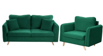 Комплект мебели Бертон изумрудный диван+ кресло в Элисте