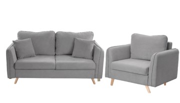 Комплект мебели Бертон серый диван+ кресло в Элисте - предосмотр