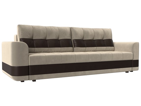 Прямой диван Честер, Бежевый/коричневый (вельвет/экокожа) в Элисте - изображение
