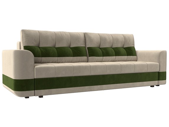 Прямой диван Честер, Бежевый/зеленый (вельвет) в Элисте - изображение