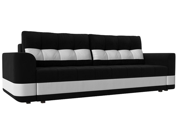 Прямой диван Честер, Черный/белый (вельвет/экокожа) в Элисте - изображение