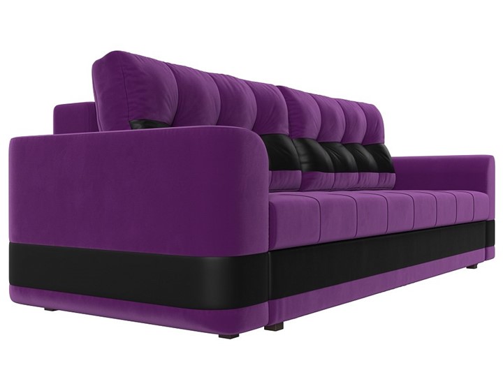 Прямой диван Честер, Фиолетовый/черный (вельвет/экокожа) в Элисте - изображение 2