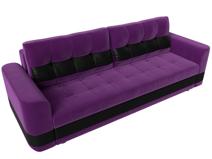 Прямой диван Честер, Фиолетовый/черный (вельвет/экокожа) в Элисте - изображение 4