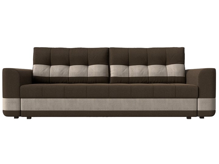 Прямой диван Честер, Коричневый/бежевый (рогожка) в Элисте - изображение 1