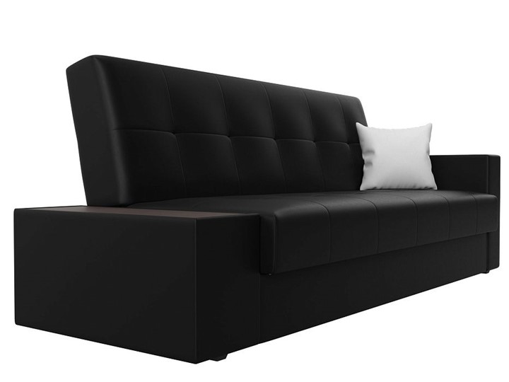 Прямой диван Лига-020, Черный\Черный\Белый(экокожа) в Элисте - изображение 2