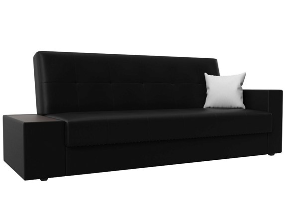 Прямой диван Лига-020, Черный\Черный\Белый(экокожа) в Элисте - изображение