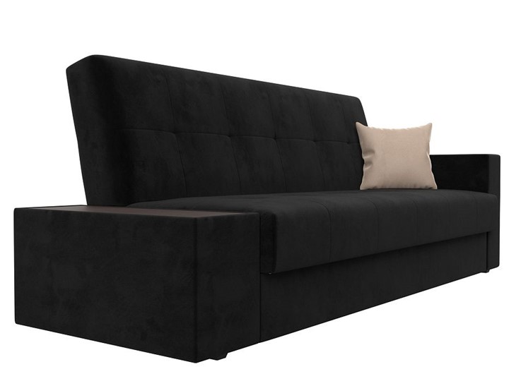 Прямой диван Лига-020, Черный\Черный\Бежевый(велюр) в Элисте - изображение 2