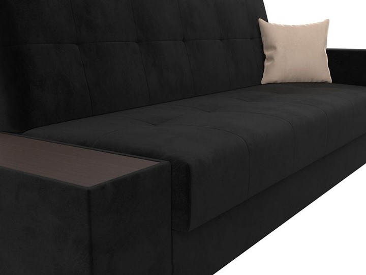 Прямой диван Лига-020, Черный\Черный\Бежевый(велюр) в Элисте - изображение 3