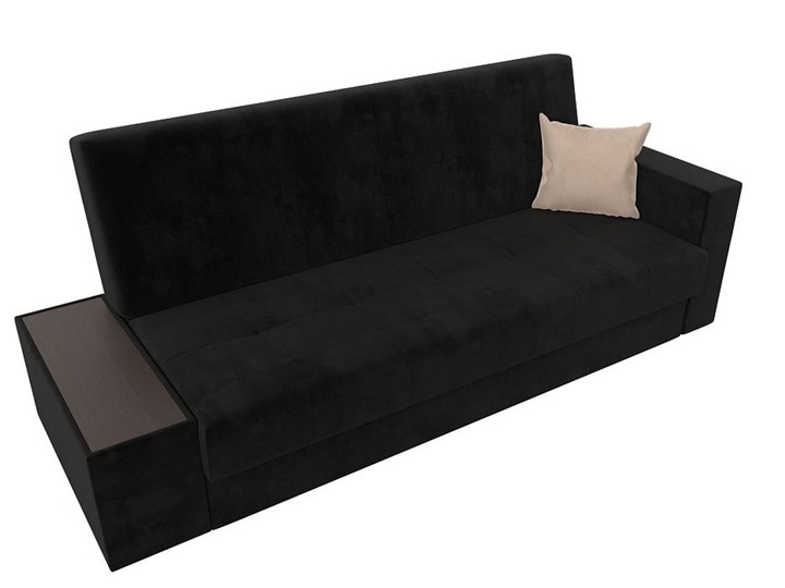 Прямой диван Лига-020, Черный\Черный\Бежевый(велюр) в Элисте - изображение 4