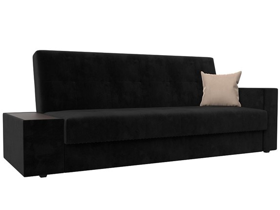 Прямой диван Лига-020, Черный\Черный\Бежевый(велюр) в Элисте - изображение