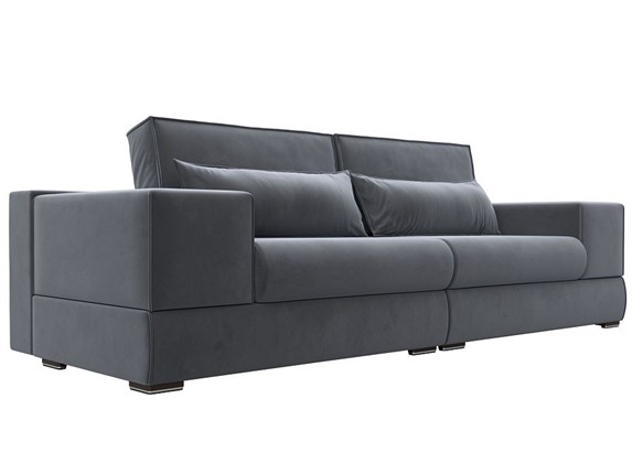 Прямой диван Лига-037, Серый (велюр) в Элисте - изображение