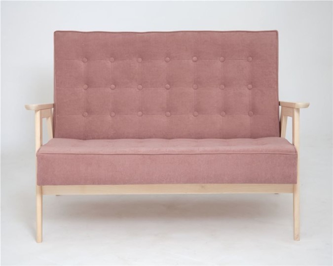 Прямой диван Ретро, двухместный (беленый дуб / RS 12 - розовый) в Элисте - изображение 1