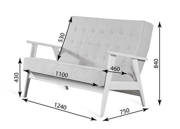 Прямой диван Ретро, двухместный (беленый дуб / RS 12 - розовый) в Элисте - предосмотр 2