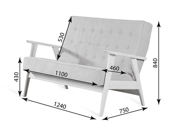 Прямой диван Ретро, двухместный (темный тон / RS32 - коричневый) в Элисте - изображение 2
