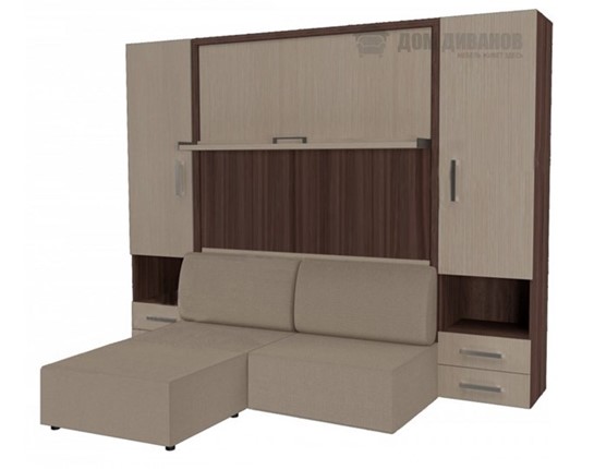 Диван Кровать-трансформер Smart (ШЛ+КД 1400+ШП+Пуф), 2 шкафа, без подлокотников в Элисте - изображение